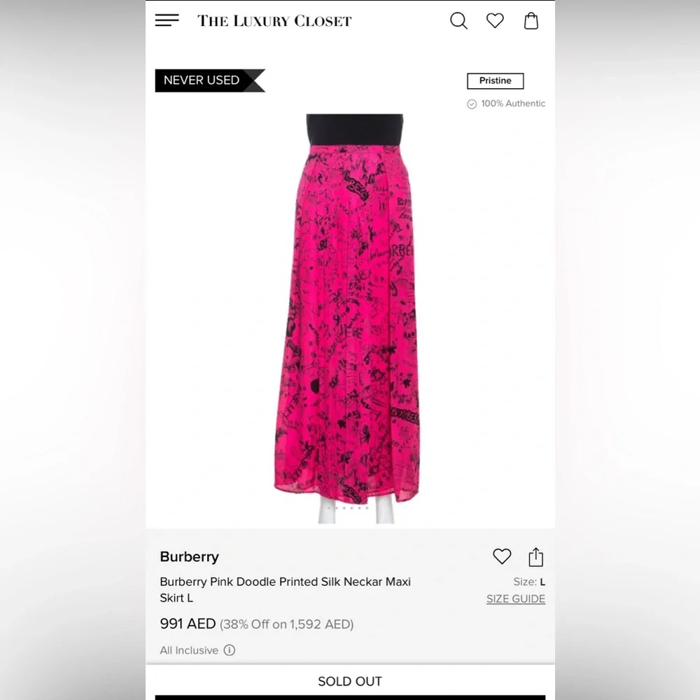 Authentic Burberry Vibrant Pink A-Line Skirt with Black Graphic Print - Picture 16 of 16